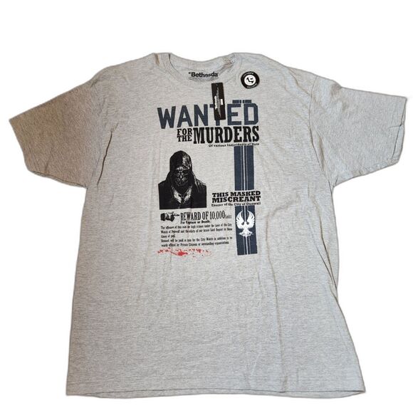 Bethesda “Wanted for the Murders” Tee – Men’s 2XL, Gamer Graphic Shirt - Picture 1 of 6